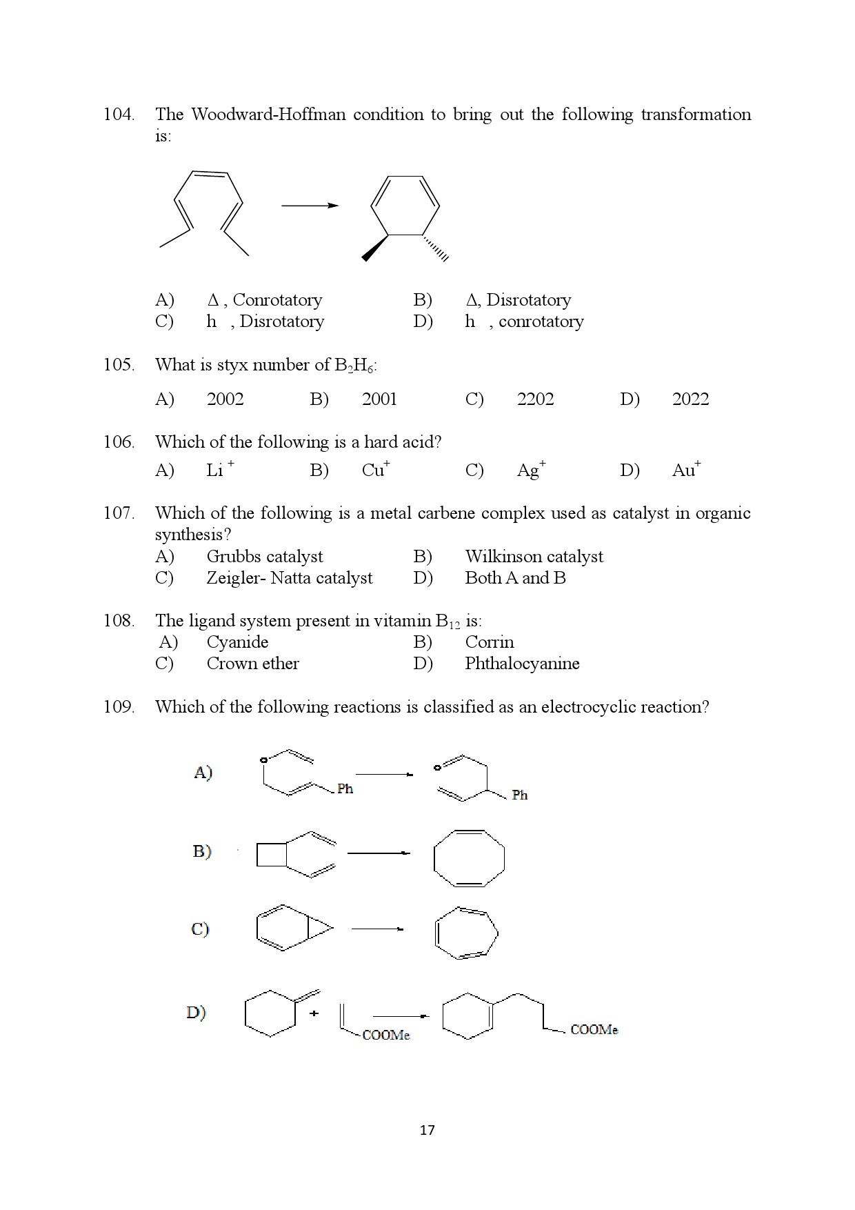 Kerala SET Chemistry Exam Question Paper January 2024 17