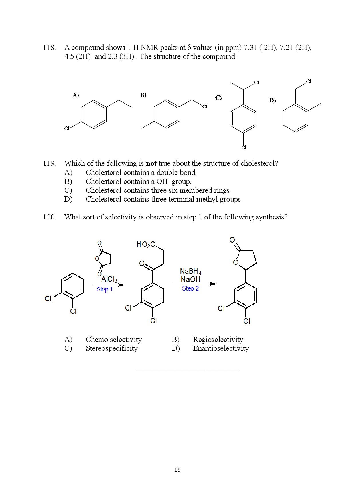 Kerala SET Chemistry Exam Question Paper January 2024 19