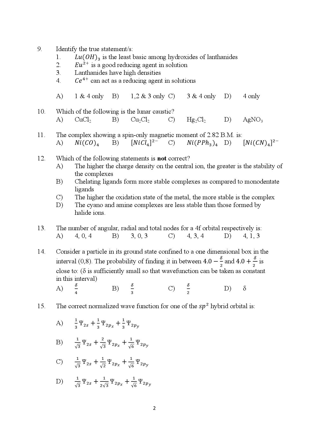 Kerala SET Chemistry Exam Question Paper January 2024 2