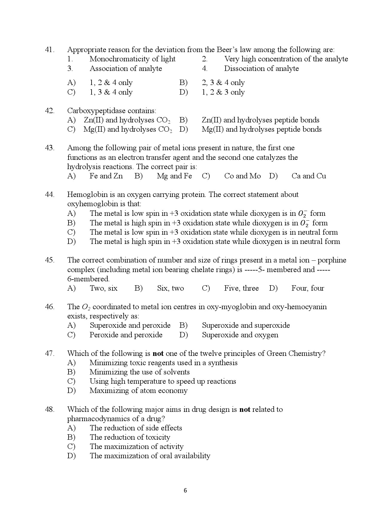 Kerala SET Chemistry Exam Question Paper January 2024 6