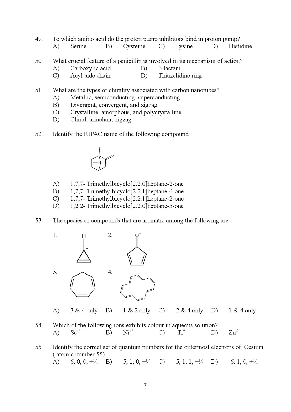 Kerala SET Chemistry Exam Question Paper January 2024 7