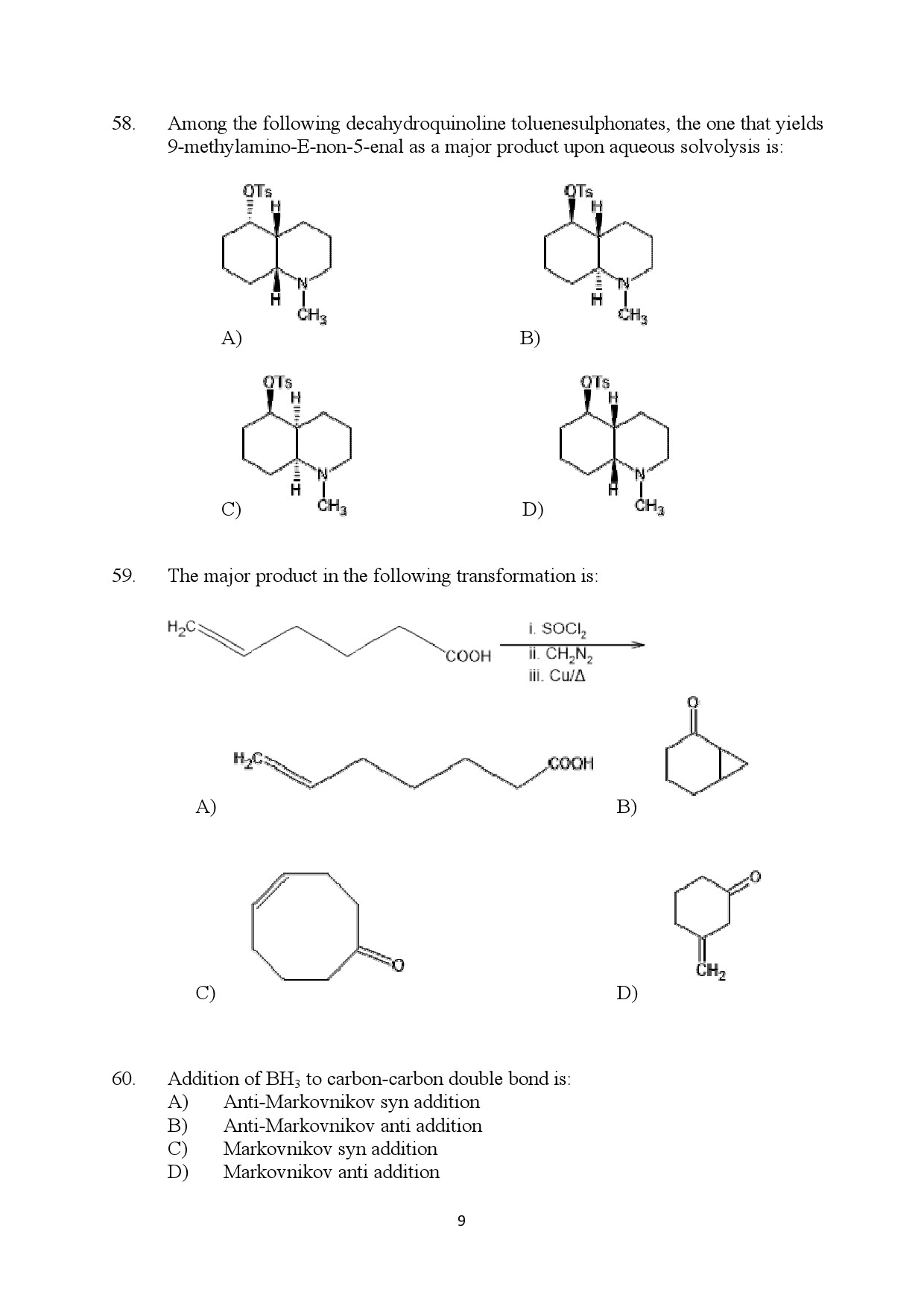 Kerala SET Chemistry Exam Question Paper January 2024 9