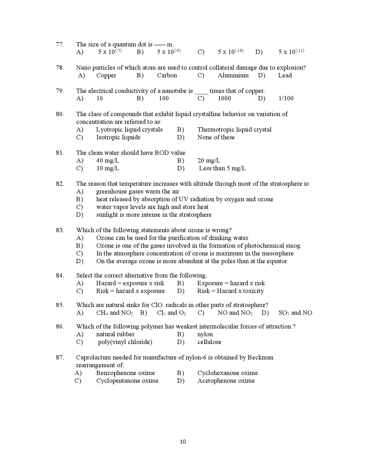 Kerala SET Chemistry Exam Question Paper July 2021 10