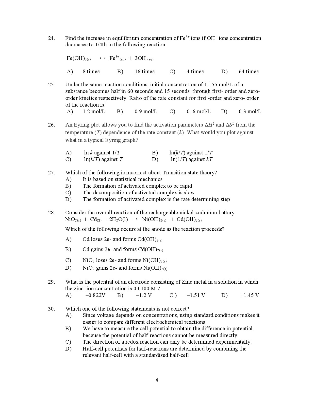 Kerala SET Chemistry Exam Question Paper July 2021 4