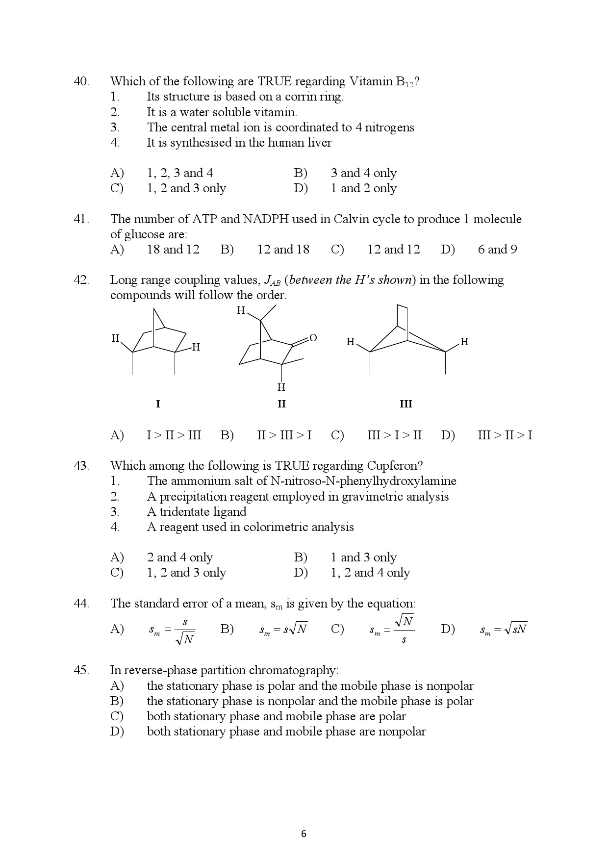 Kerala SET Chemistry Exam Question Paper July 2022 6