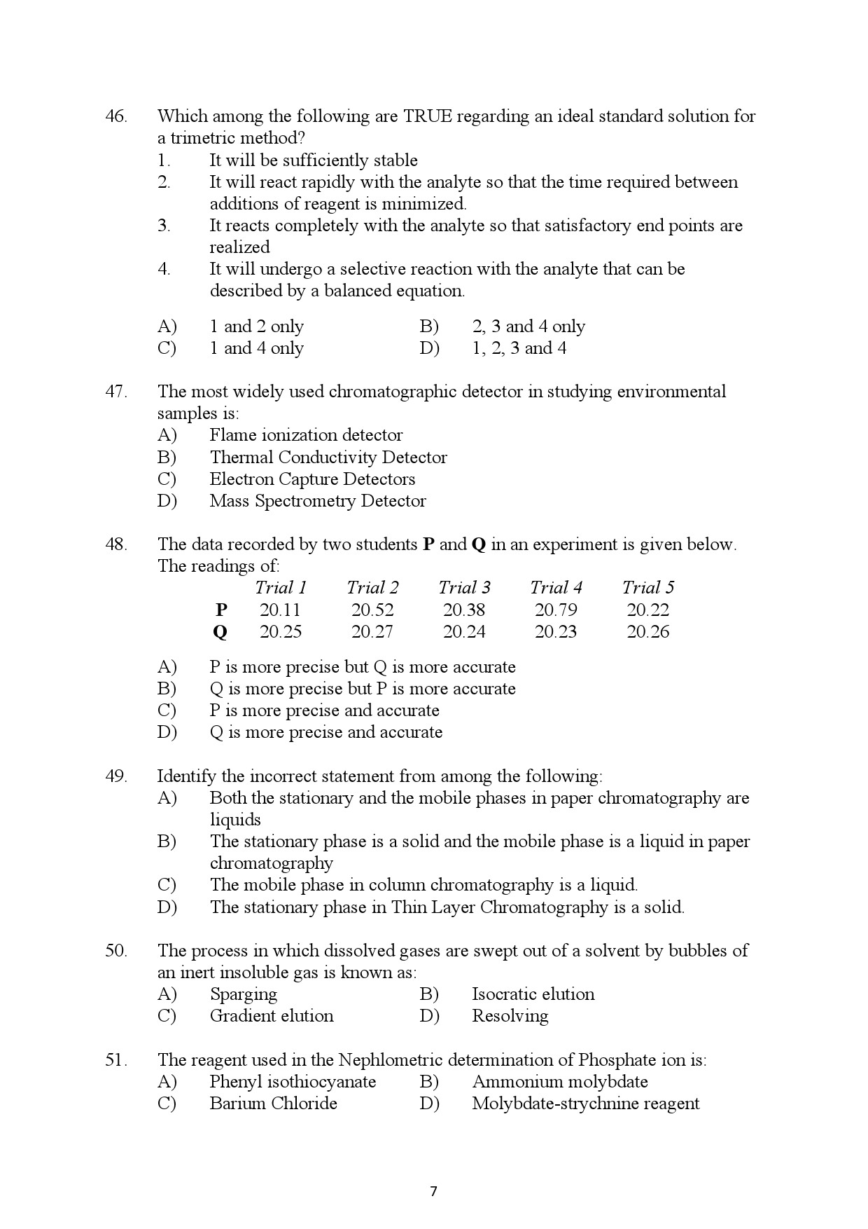 Kerala SET Chemistry Exam Question Paper July 2022 7