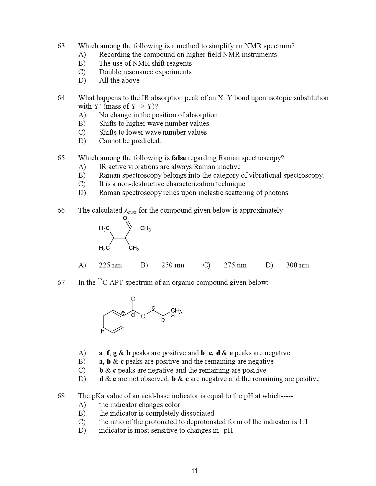 Kerala SET Chemistry Exam Question Paper July 2023 11