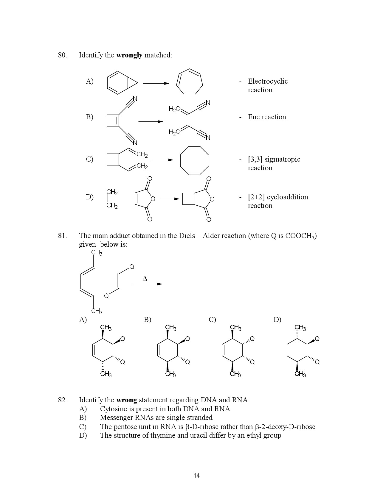 Kerala SET Chemistry Exam Question Paper July 2023 14