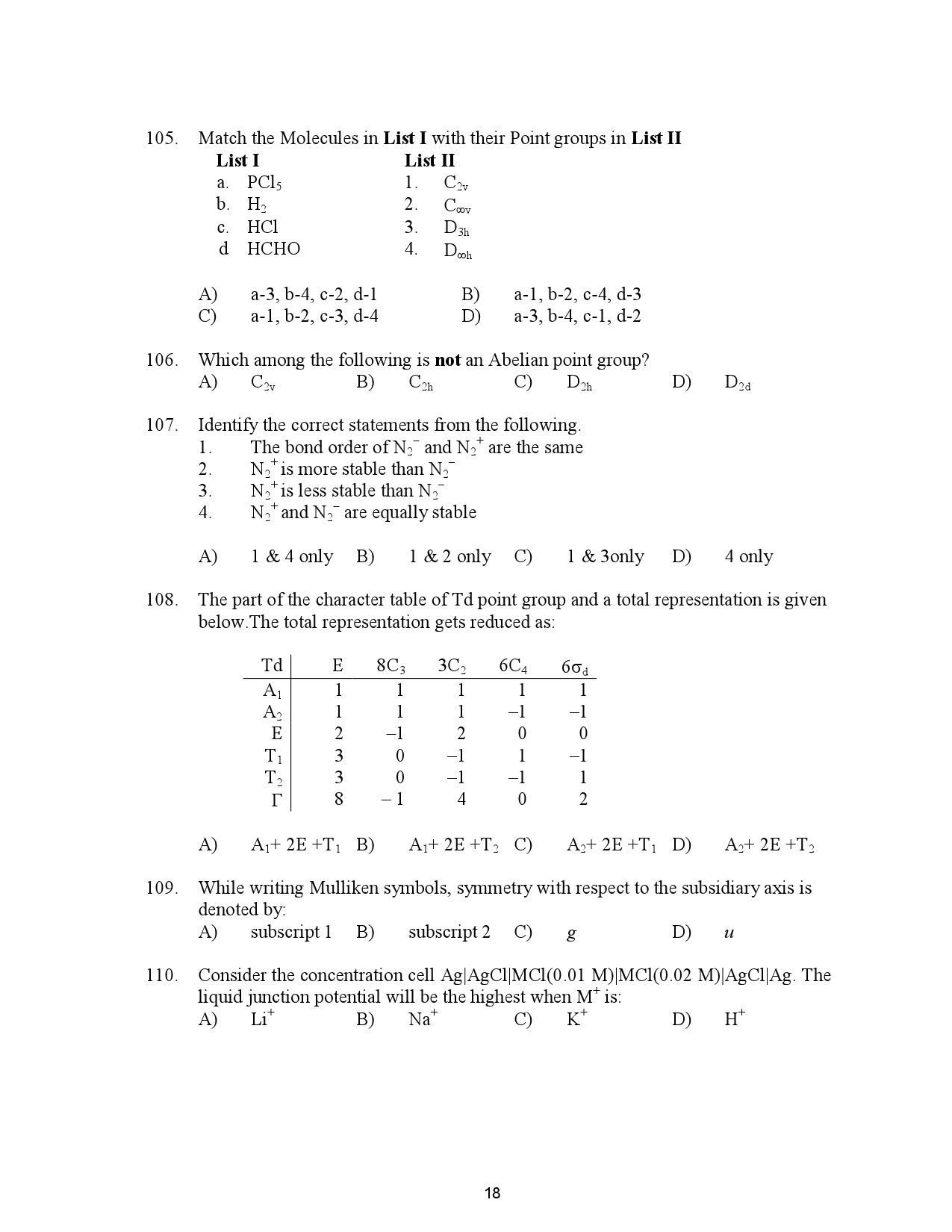 Kerala SET Chemistry Exam Question Paper July 2023 18