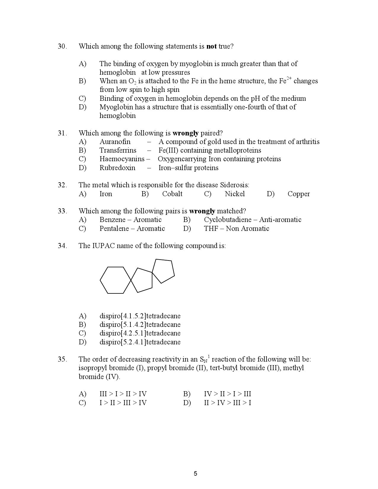 Kerala SET Chemistry Exam Question Paper July 2023 5