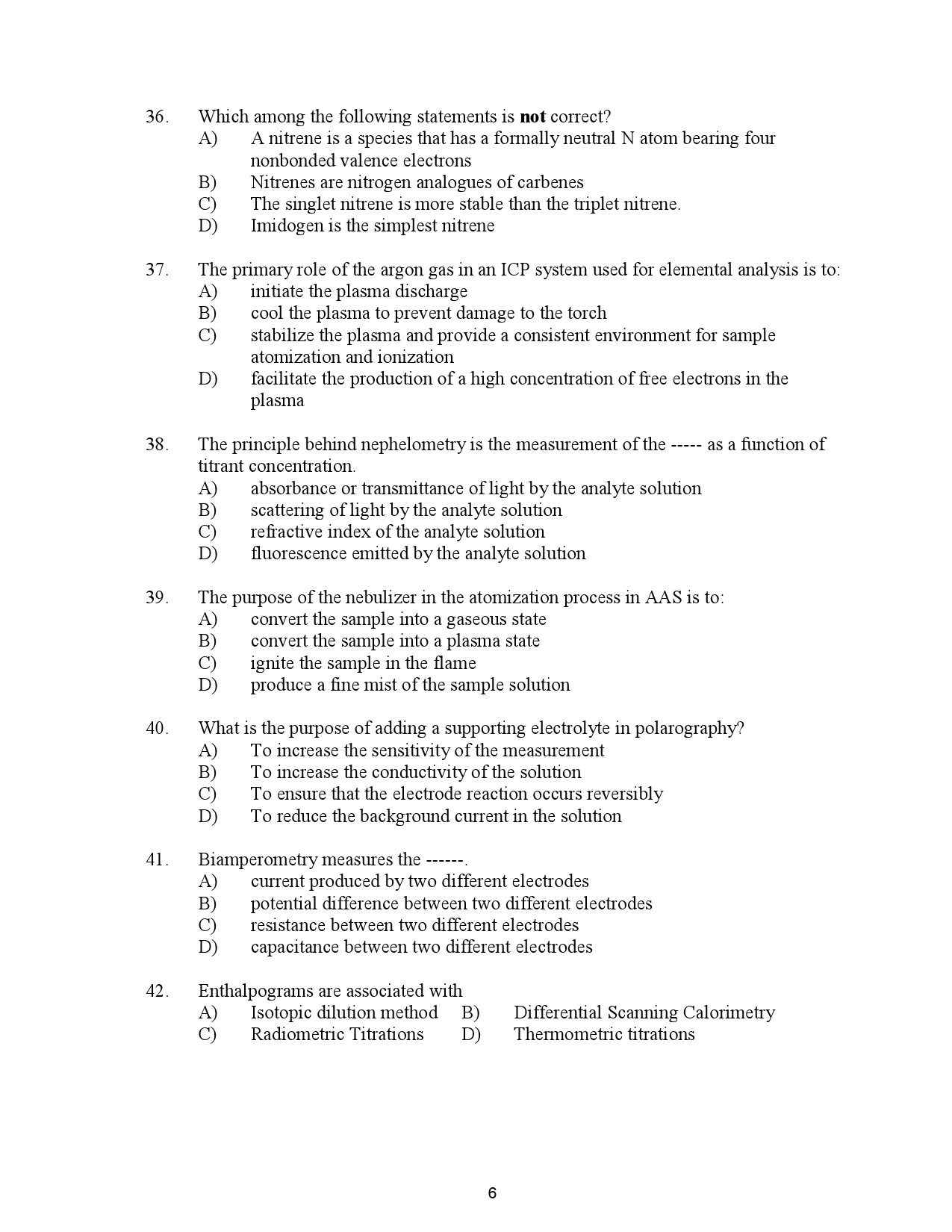 Kerala SET Chemistry Exam Question Paper July 2023 6