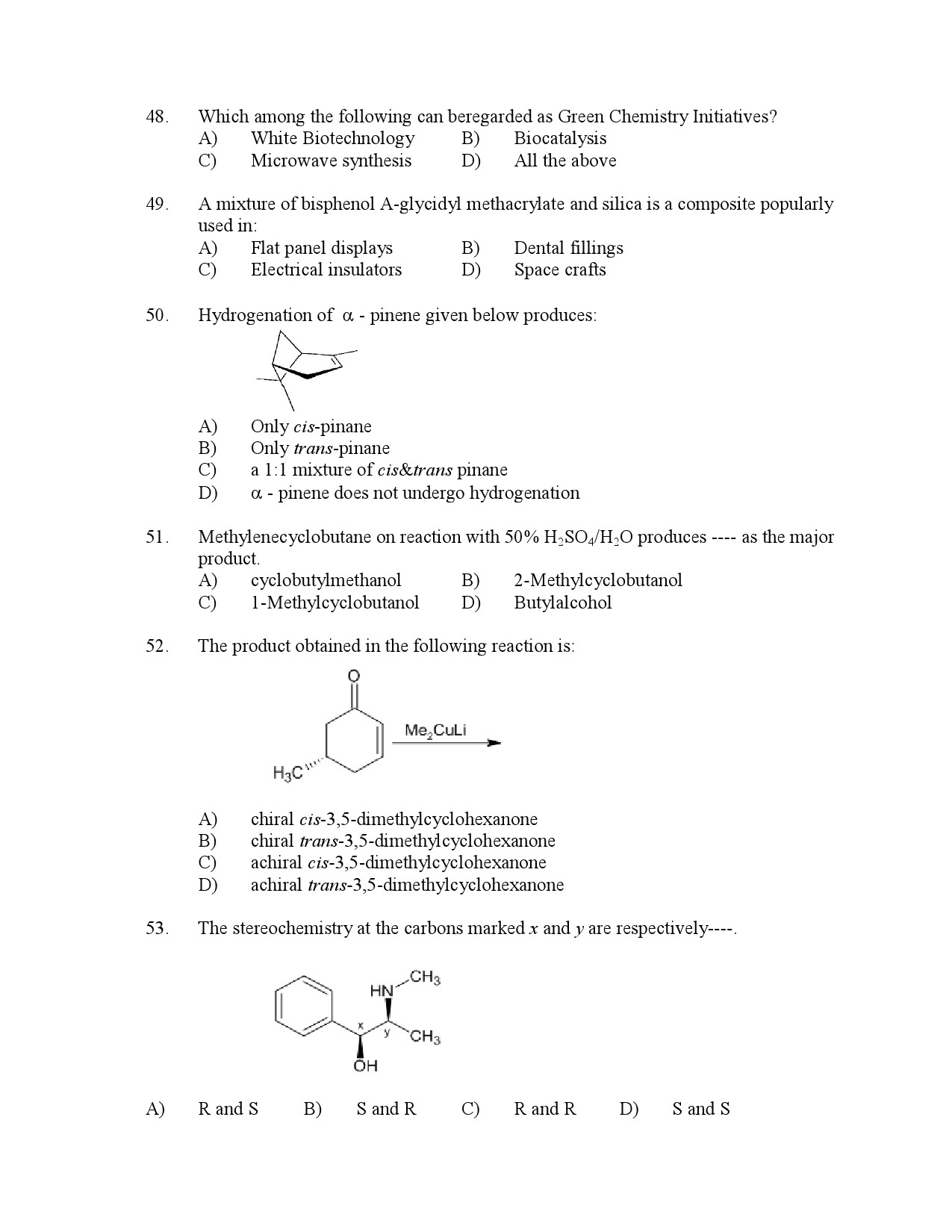 Kerala SET Chemistry Exam Question Paper July 2023 8