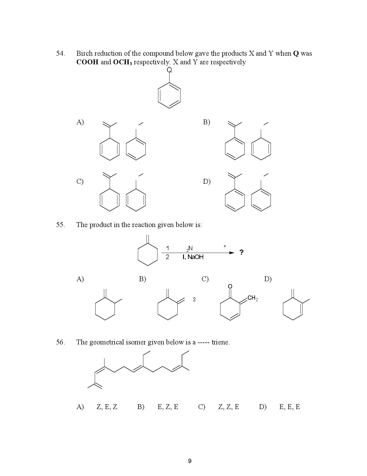 Kerala SET Chemistry Exam Question Paper July 2023 9