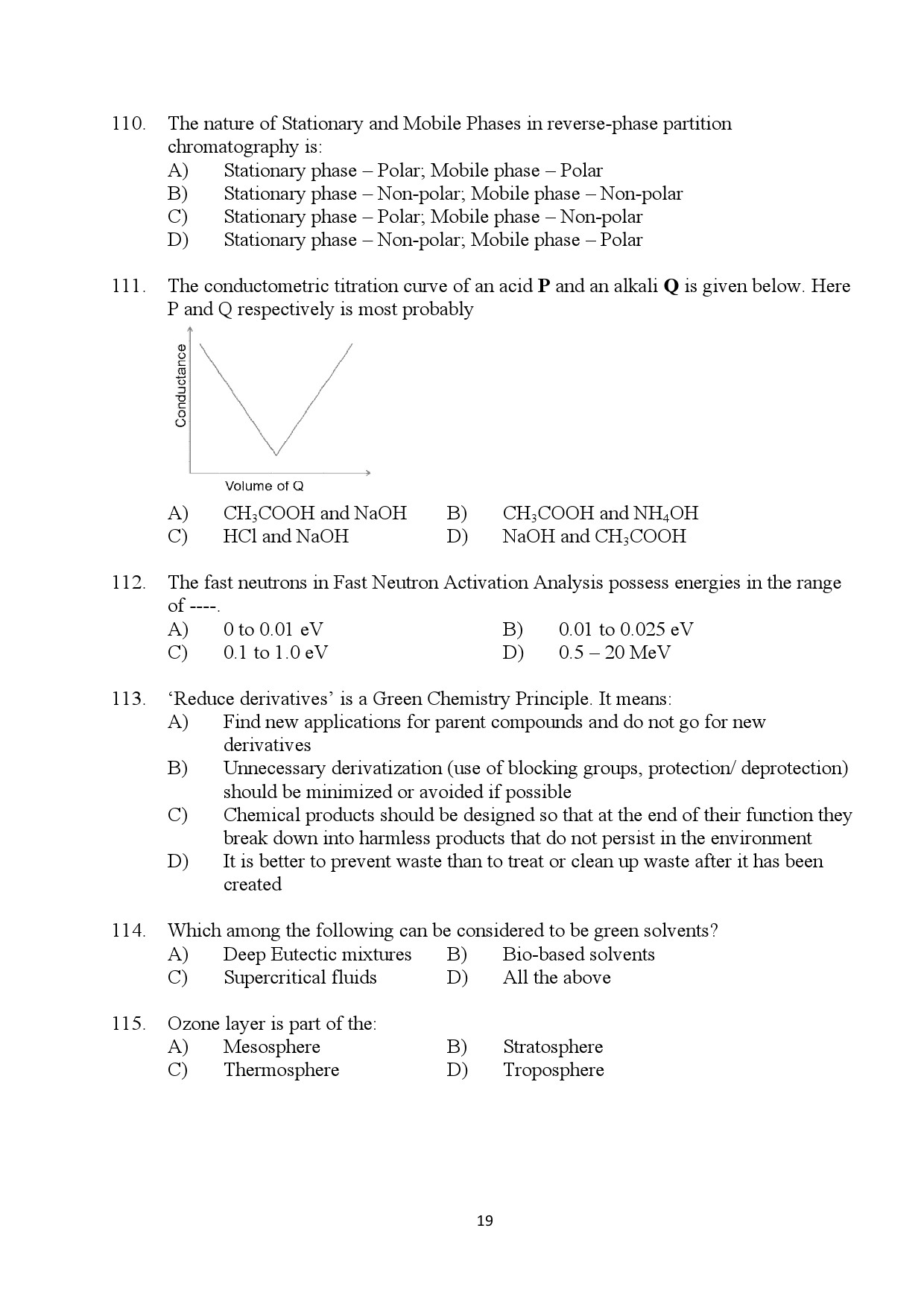 Kerala SET Chemistry Exam Question Paper July 2024 19