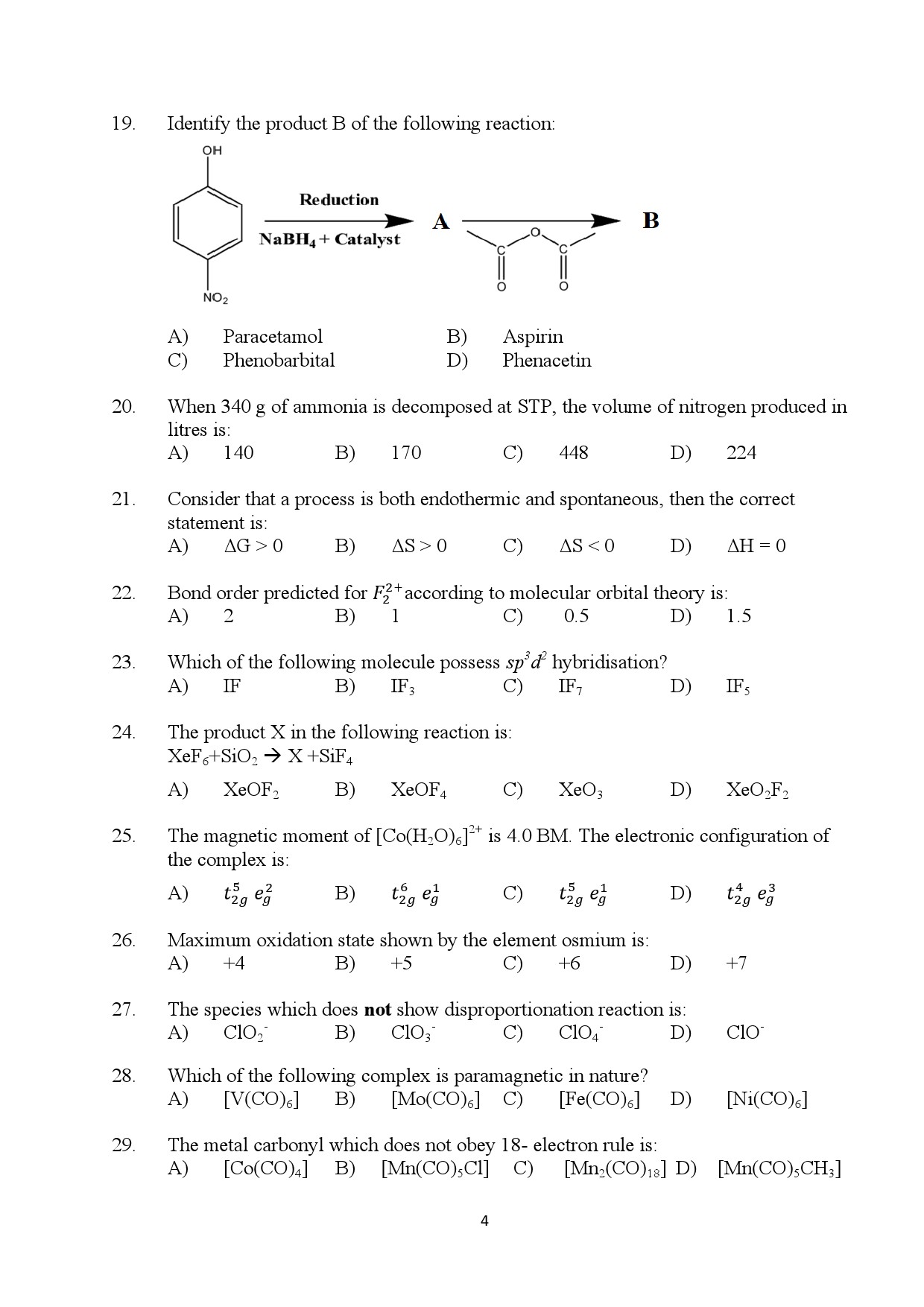 Kerala SET Chemistry Exam Question Paper July 2024 4