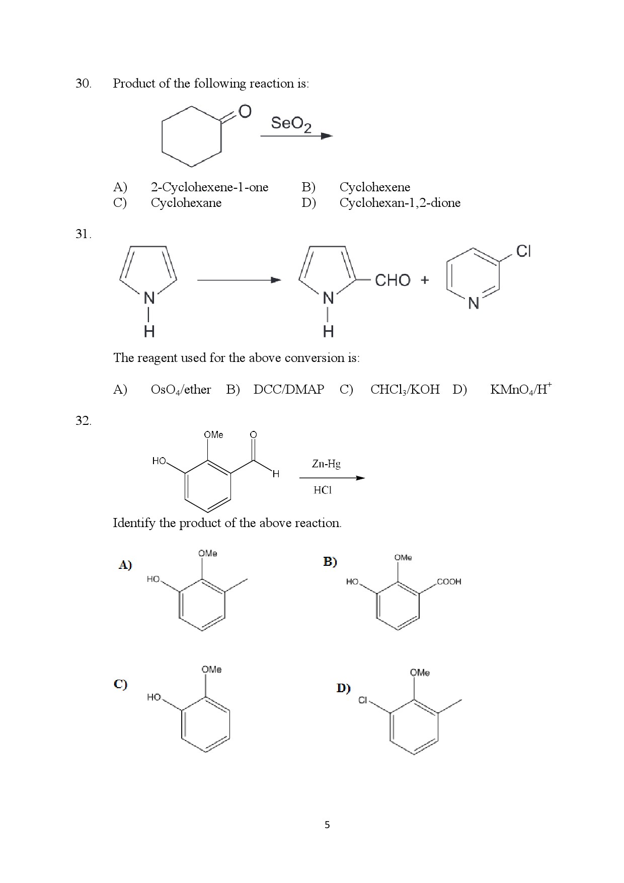 Kerala SET Chemistry Exam Question Paper July 2024 5