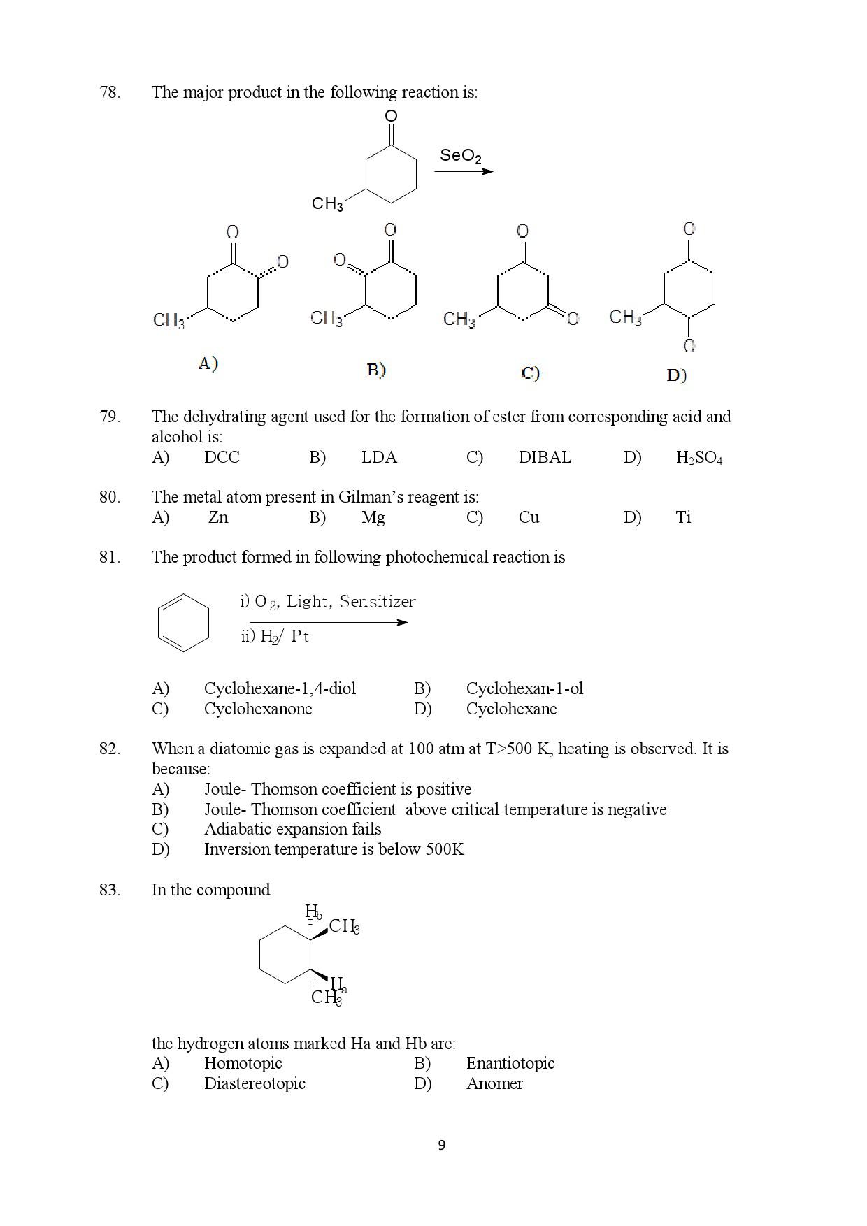 Kerala SET Chemistry Question Paper July 2019 9