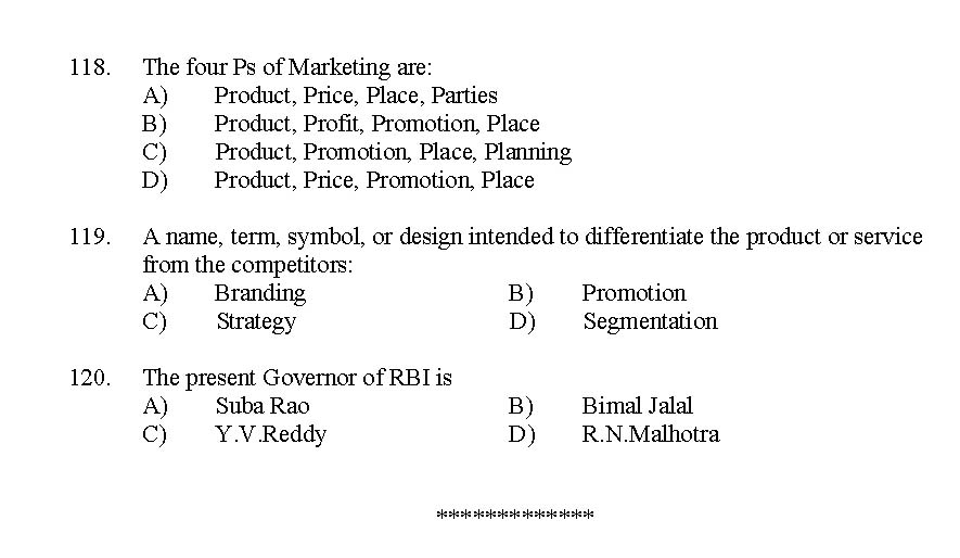 Kerala SET Commerce Exam 2011 Question Code 91105 14