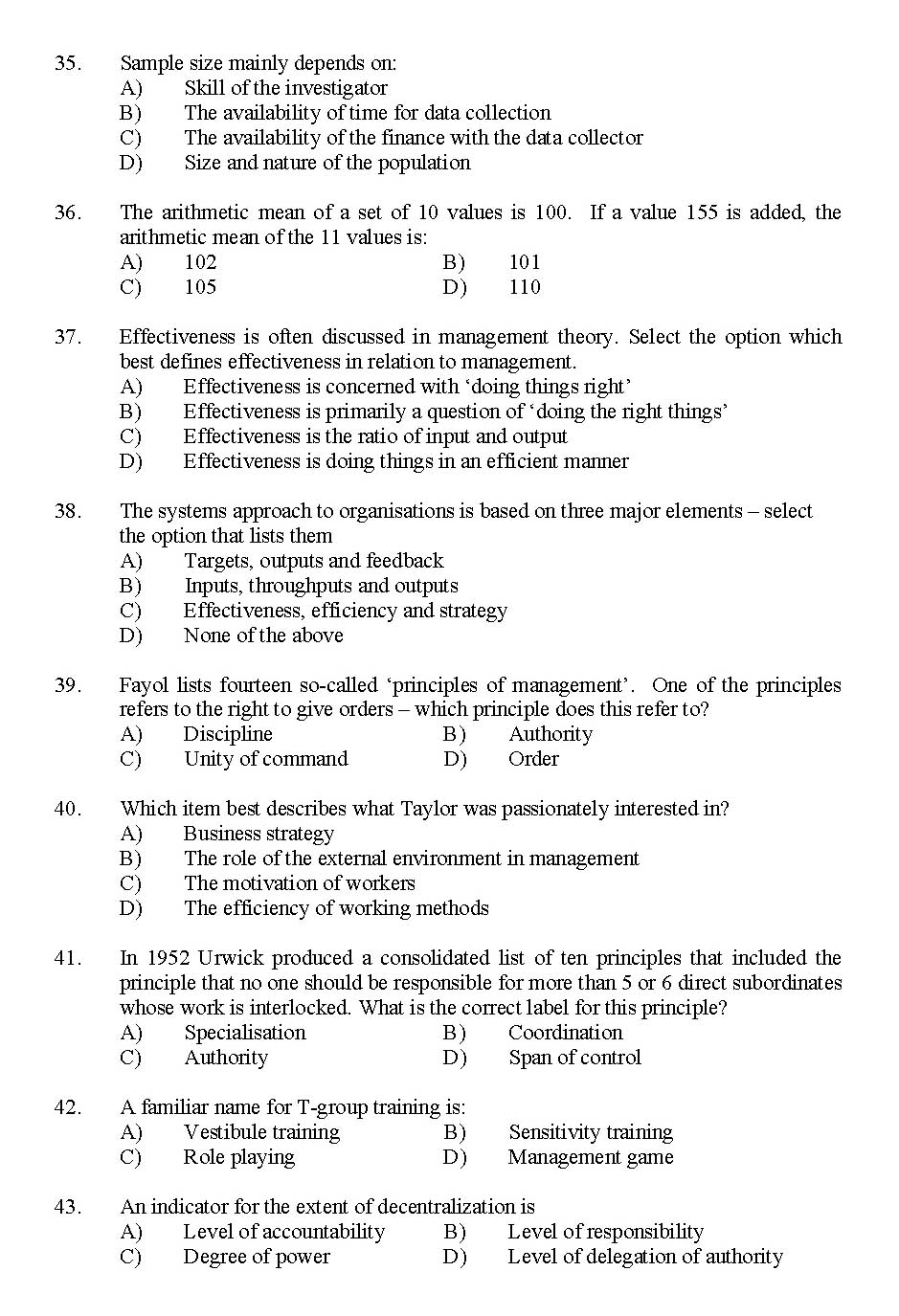 Kerala SET Commerce Exam 2011 Question Code 91105 5