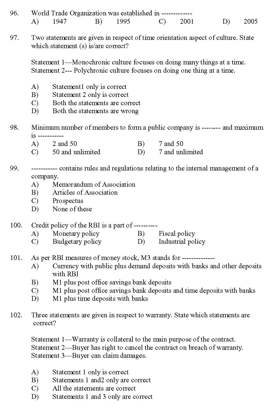 Kerala SET Commerce Exam 2013 Question Code 13605 13