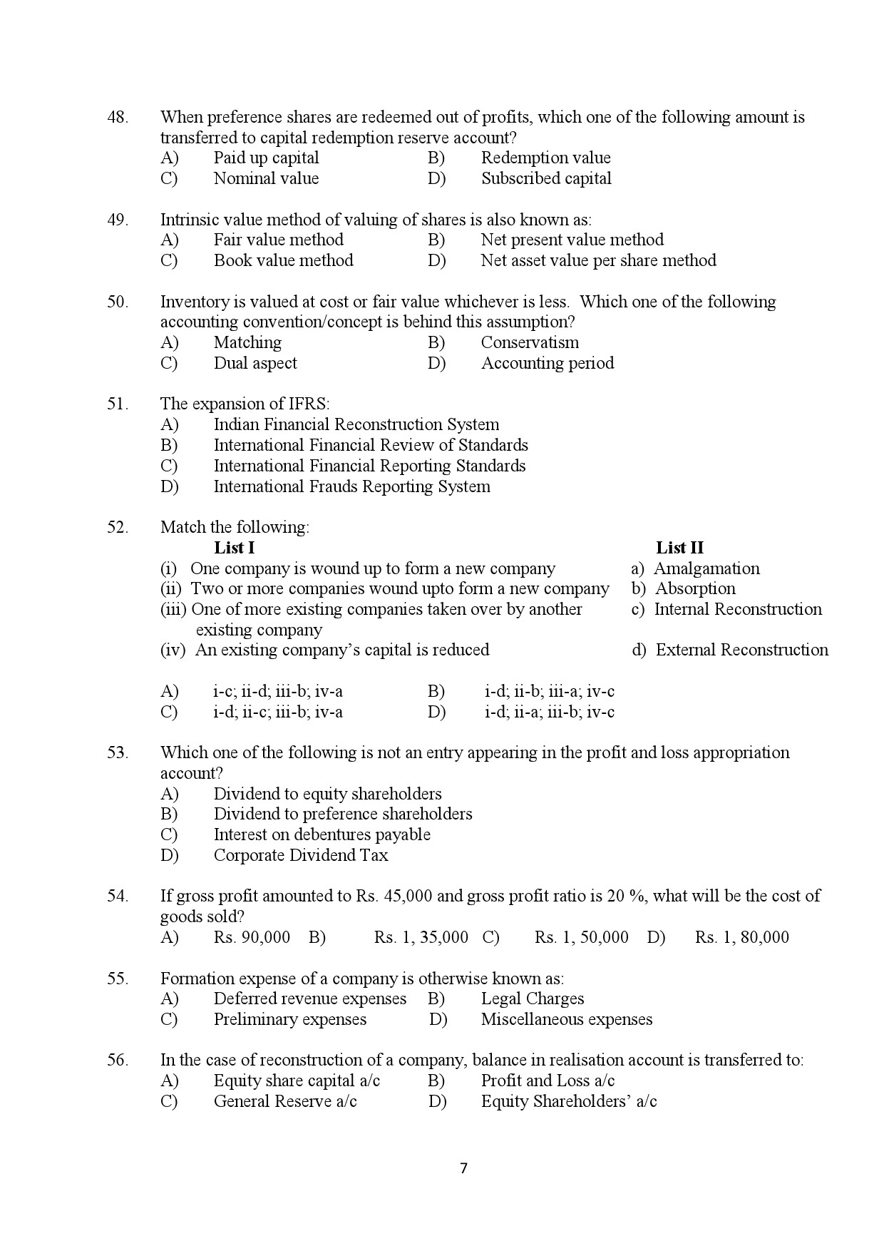 Kerala SET Commerce Exam Question Paper February 2020 7