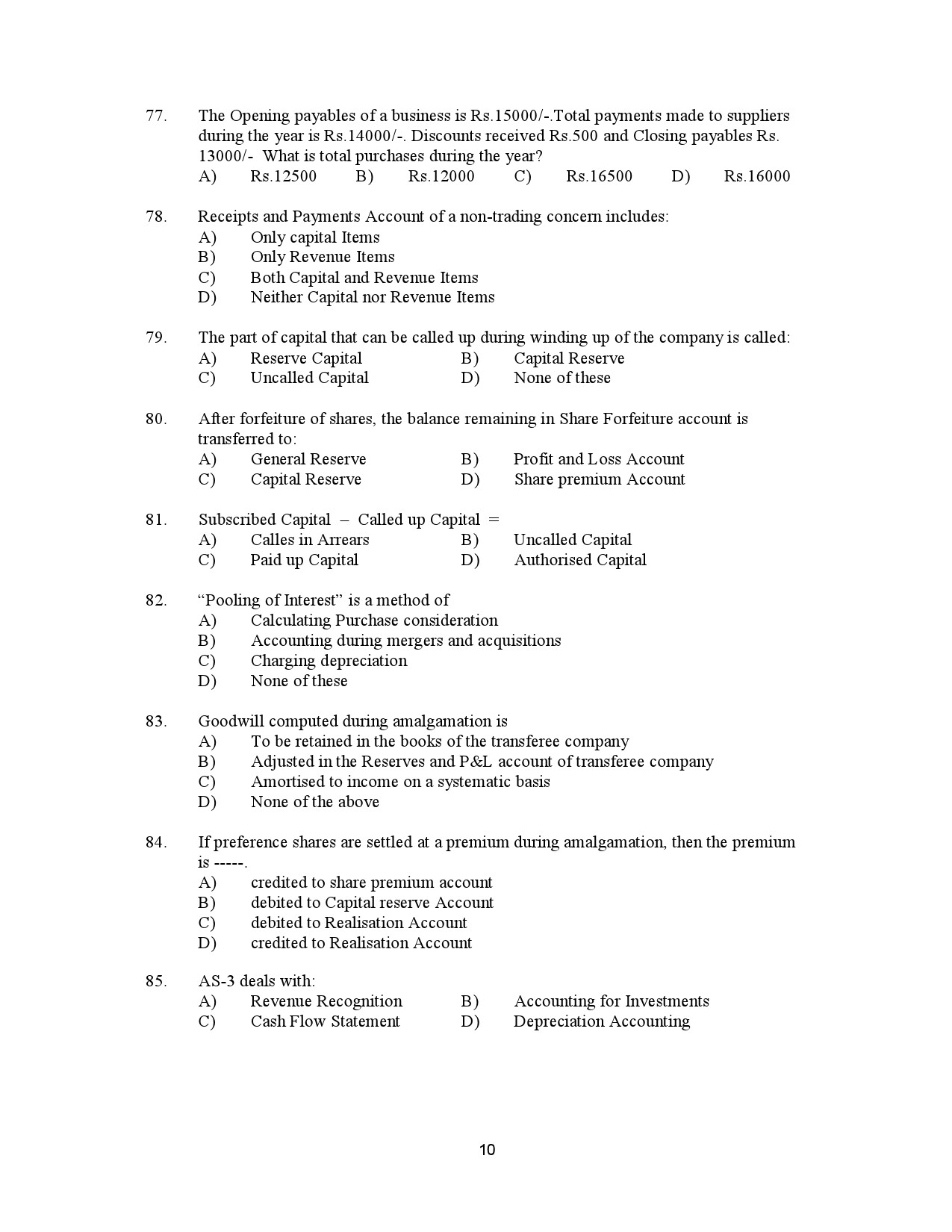 Kerala SET Commerce Exam Question Paper January 2023 10