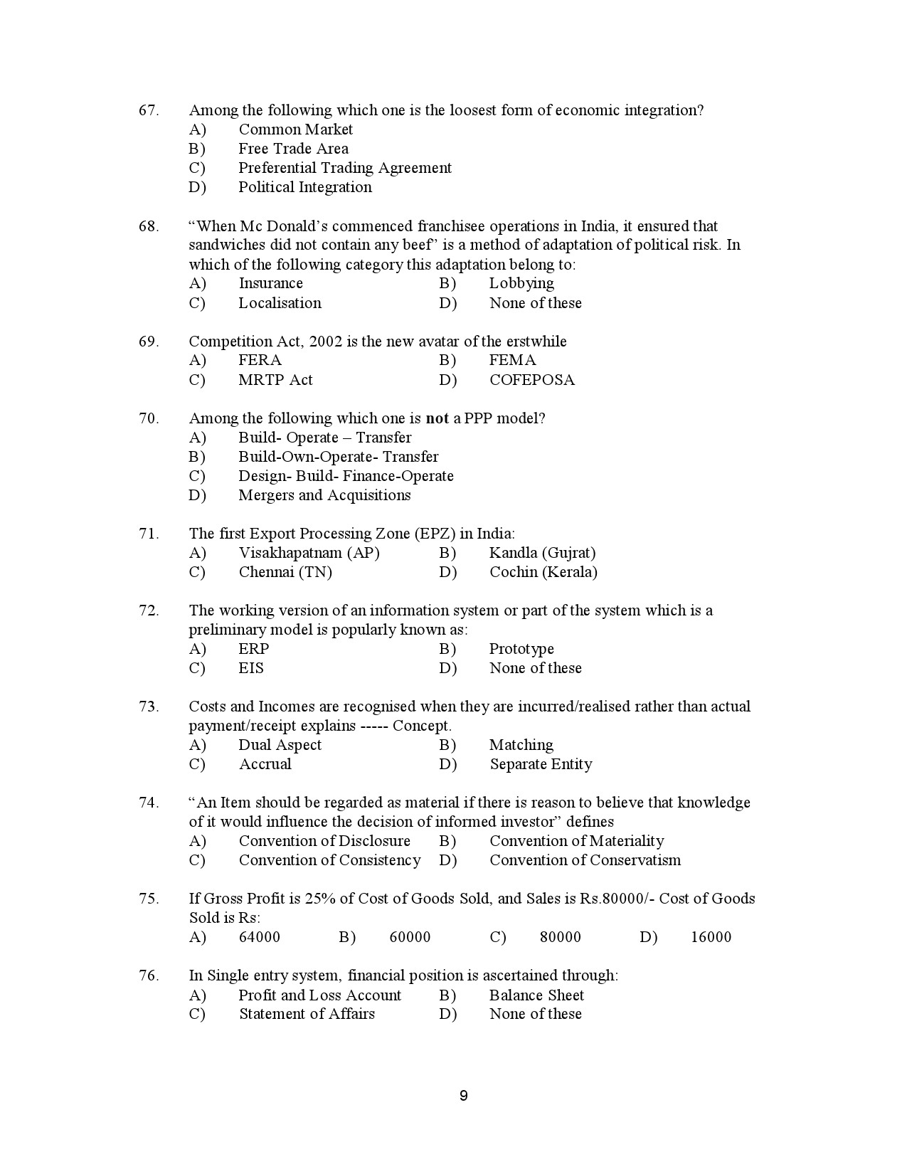 Kerala SET Commerce Exam Question Paper January 2023 9