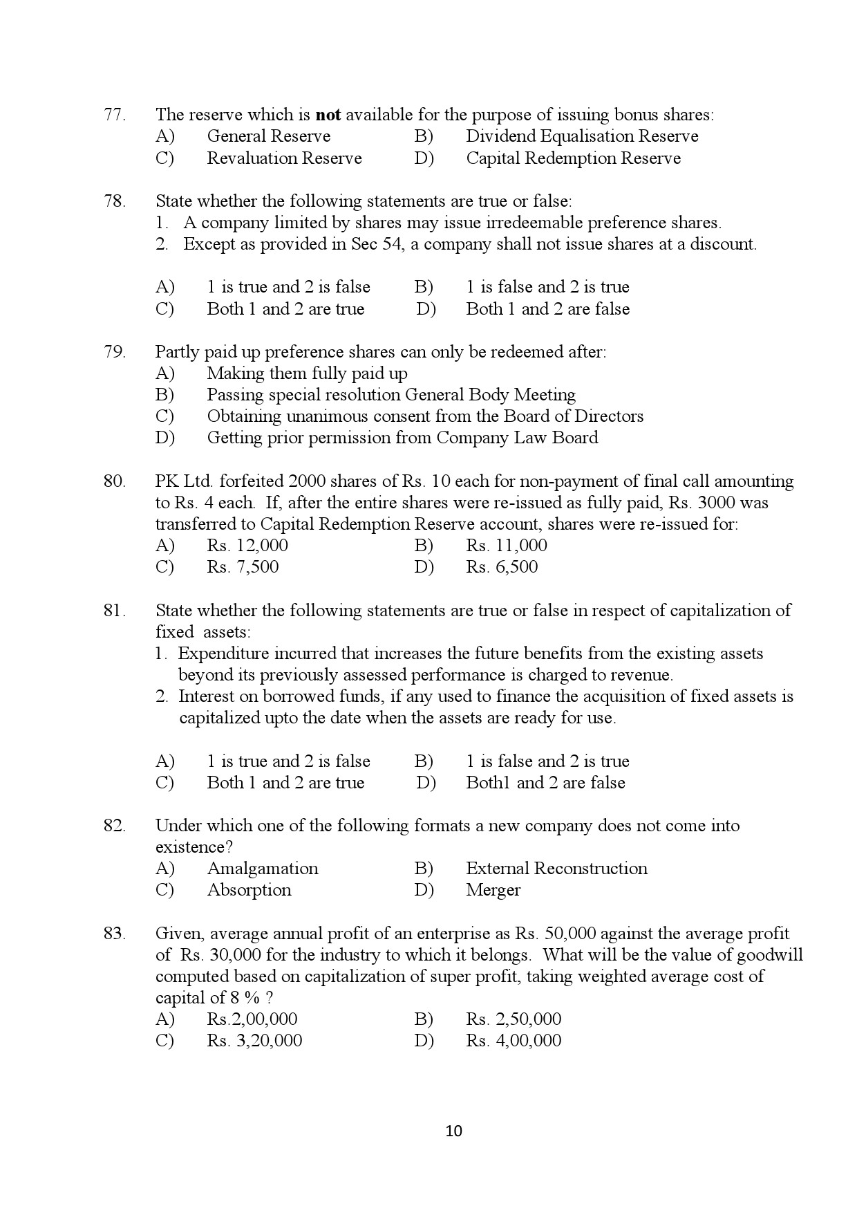 Kerala SET Commerce Exam Question Paper January 2024 10