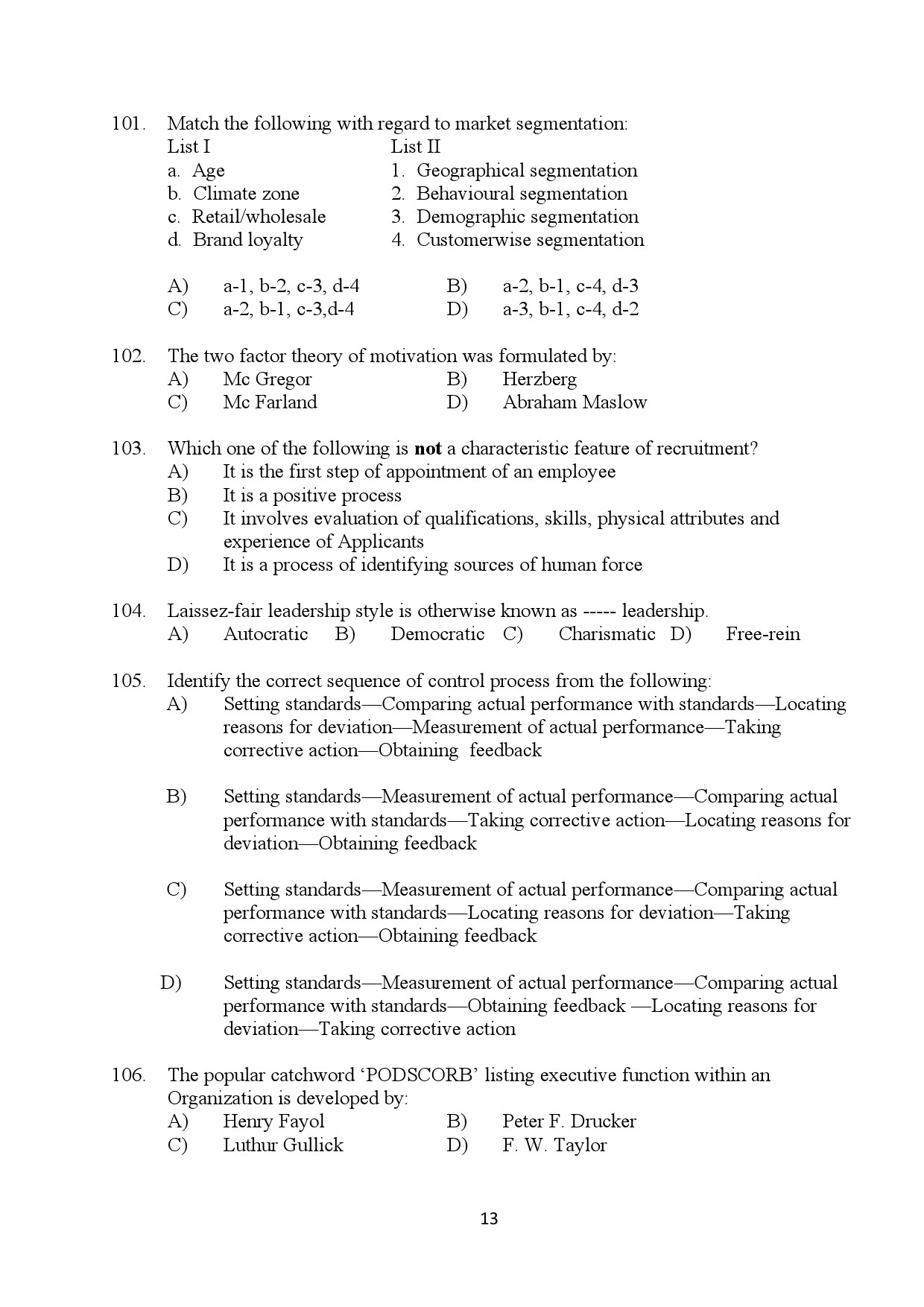 Kerala SET Commerce Exam Question Paper January 2024 13