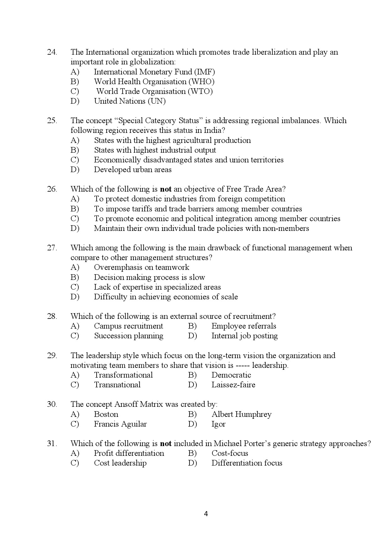 Kerala SET Commerce Exam Question Paper January 2024 4