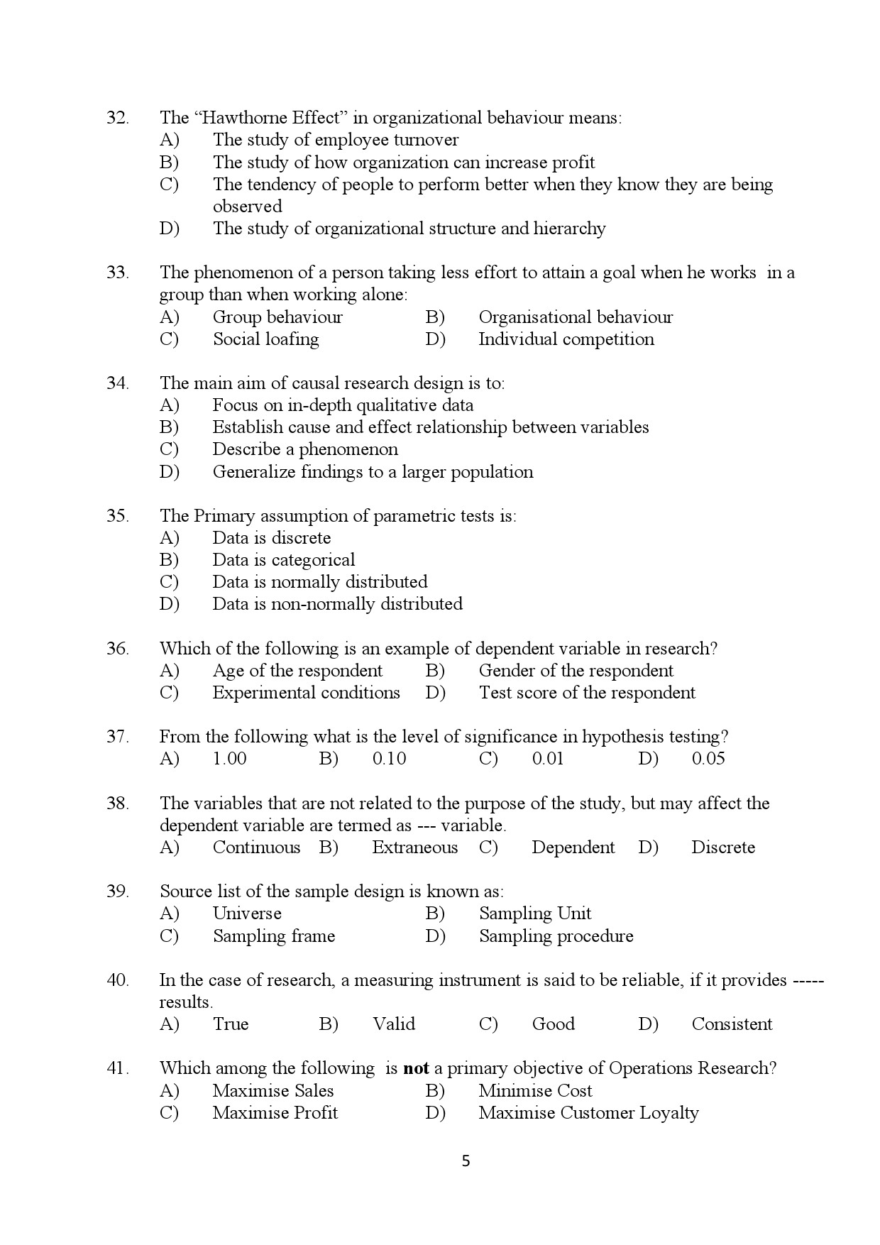 Kerala SET Commerce Exam Question Paper January 2024 5