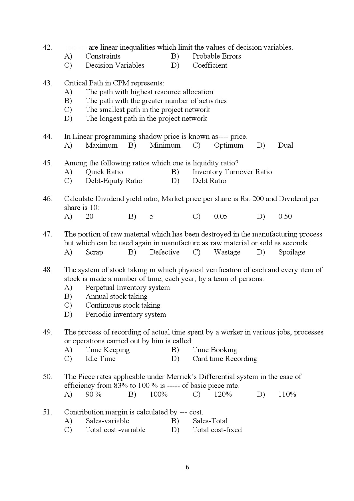 Kerala SET Commerce Exam Question Paper January 2024 6