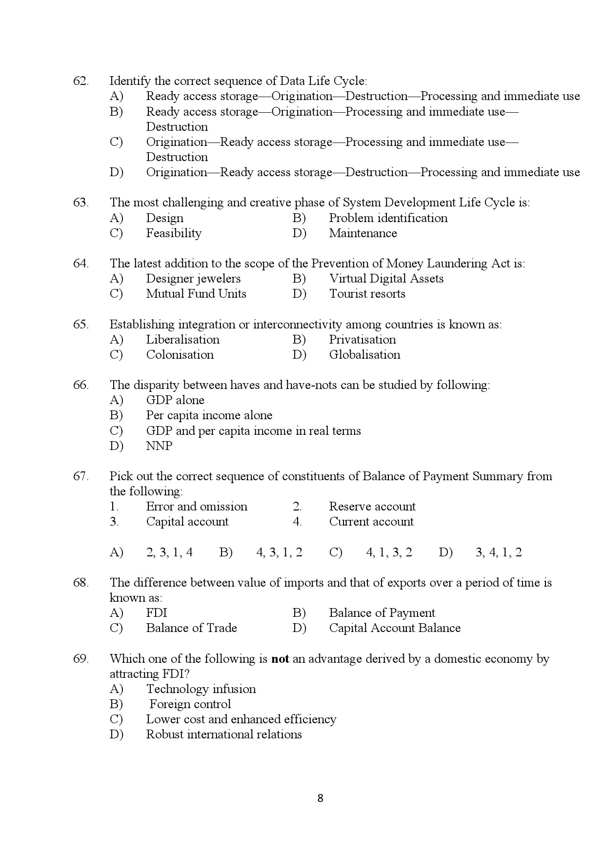 Kerala SET Commerce Exam Question Paper January 2024 8