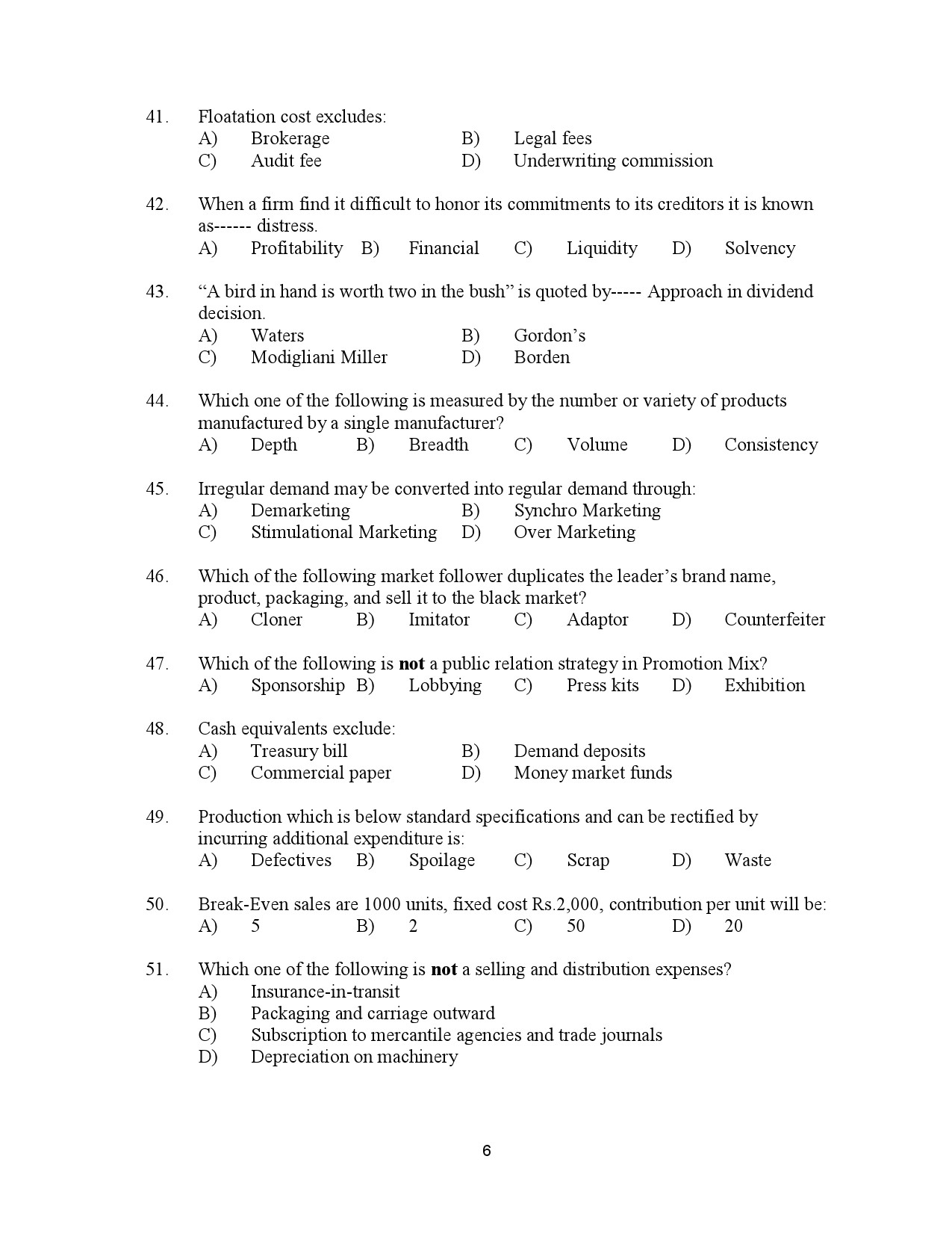 Kerala SET Commerce Exam Question Paper July 2023 6