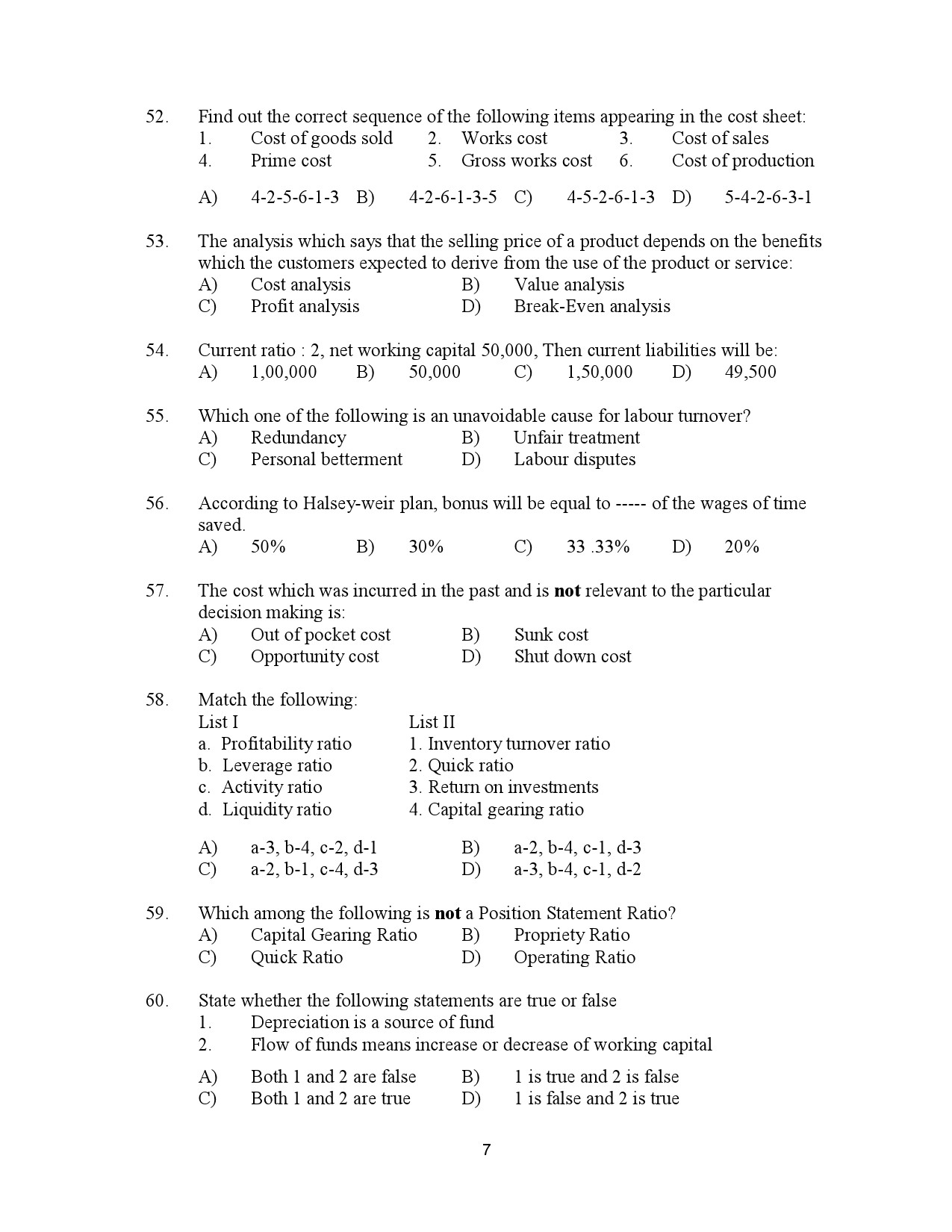 Kerala SET Commerce Exam Question Paper July 2023 7