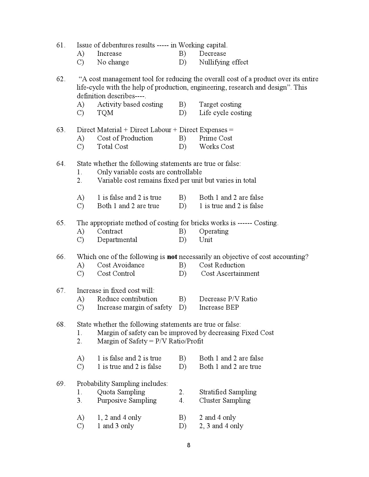 Kerala SET Commerce Exam Question Paper July 2023 8