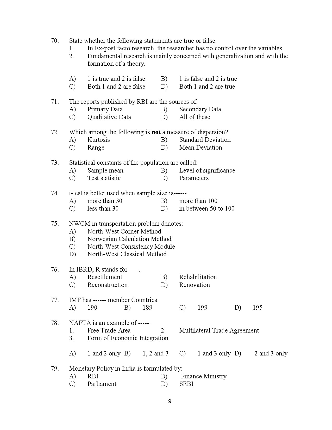 Kerala SET Commerce Exam Question Paper July 2023 9