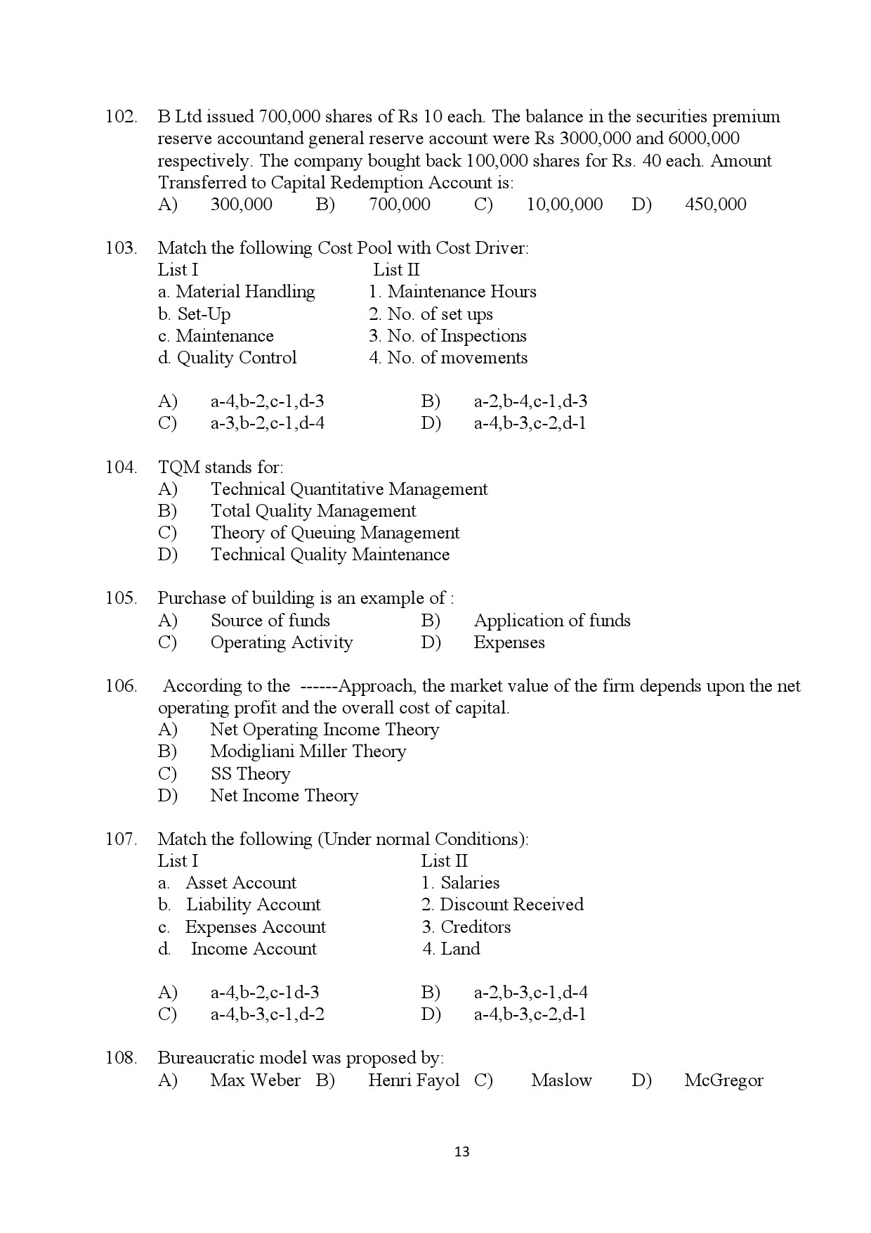 Kerala SET Commerce Exam Question Paper July 2024 13