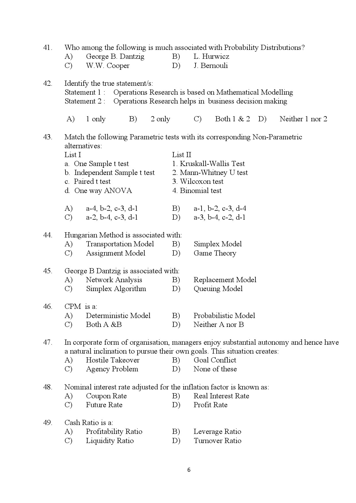 Kerala SET Commerce Exam Question Paper July 2024 6