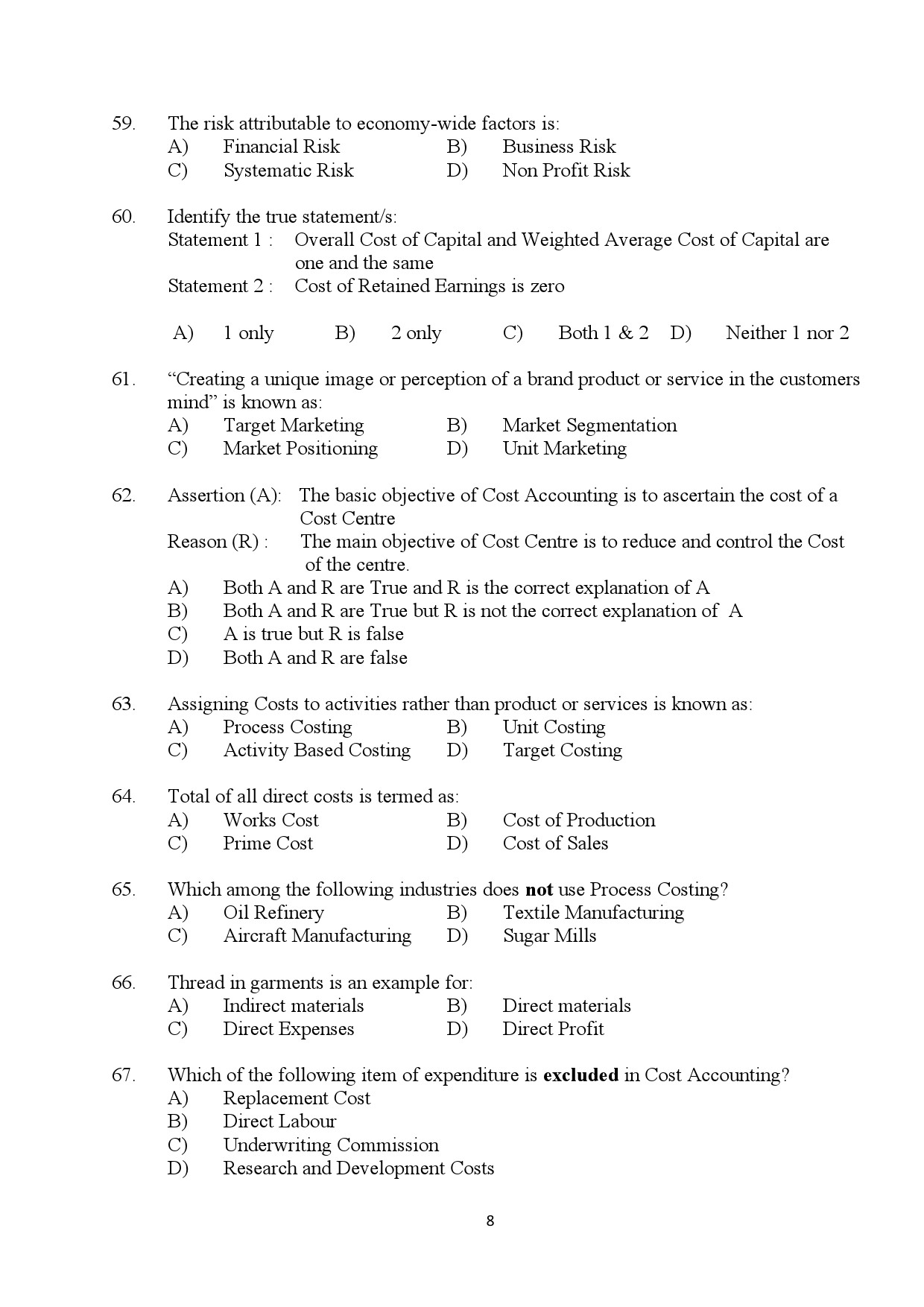 Kerala SET Commerce Exam Question Paper July 2024 8