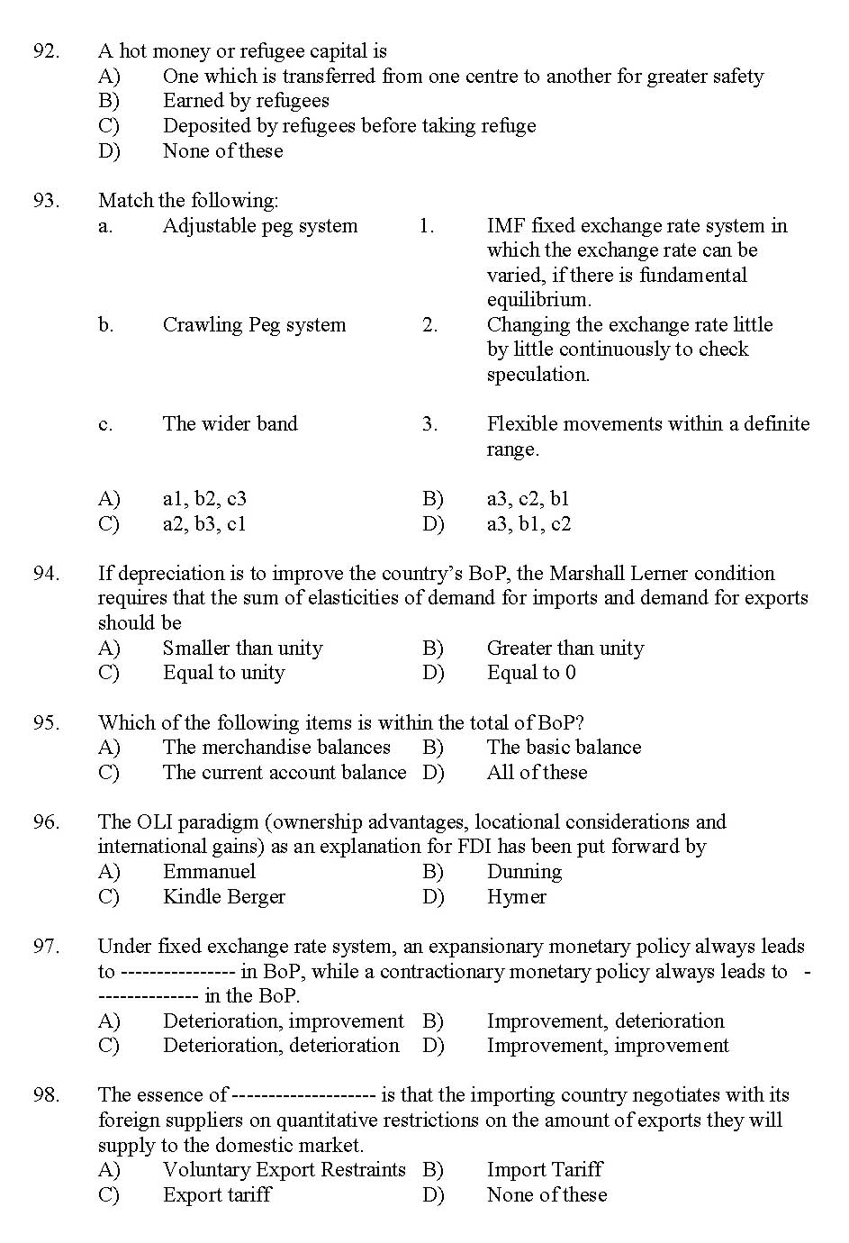 Kerala SET Economics Exam 2012 Question Code 12906 10