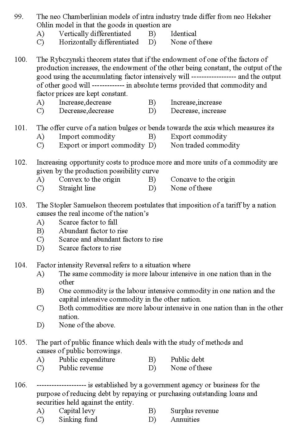 Kerala SET Economics Exam 2012 Question Code 12906 11