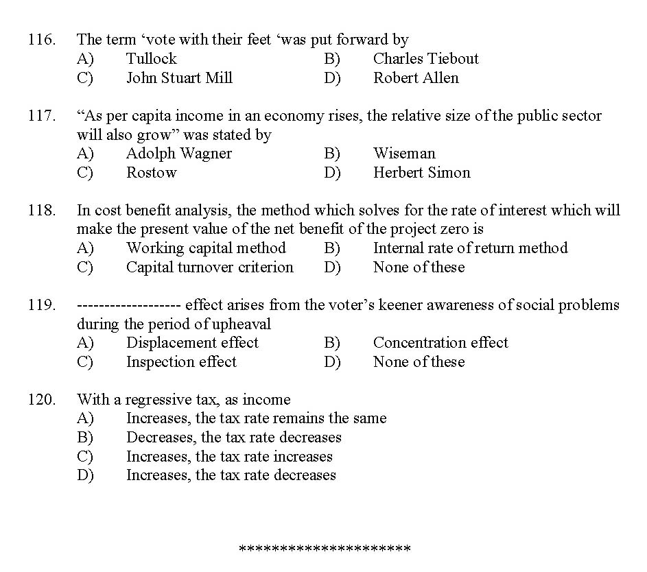 Kerala SET Economics Exam 2012 Question Code 12906 13