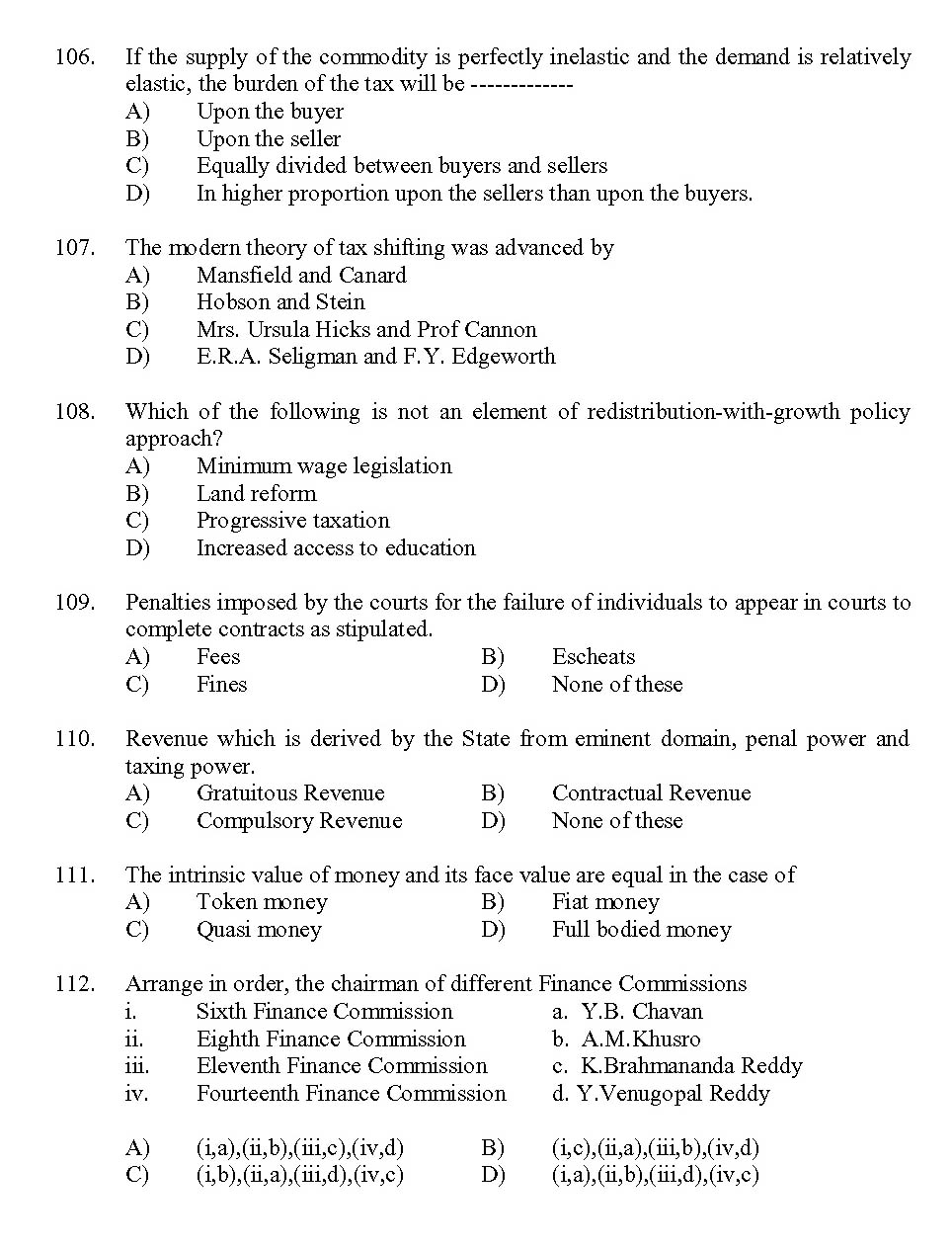 Kerala SET Economics Exam 2013 Question Code 13606 13