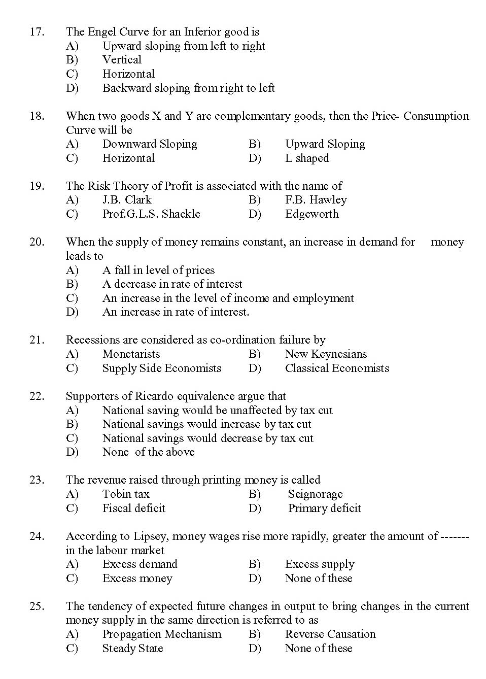 Kerala SET Economics Exam 2013 Question Code 13606 3