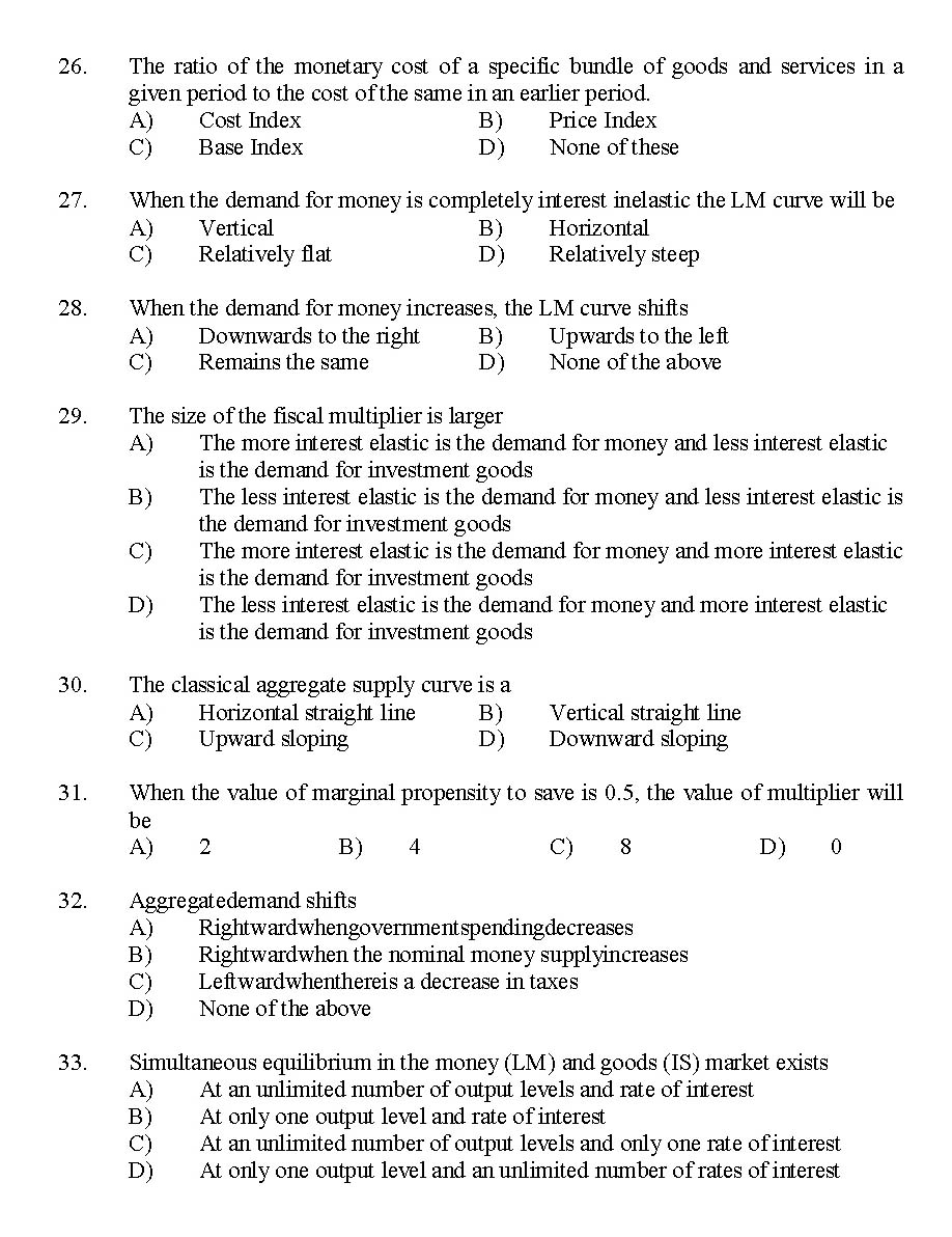 Kerala SET Economics Exam 2014 Question Code 14206 4