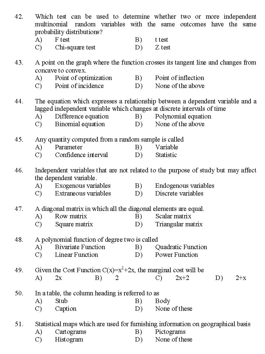 Kerala SET Economics Exam 2014 Question Code 14206 6
