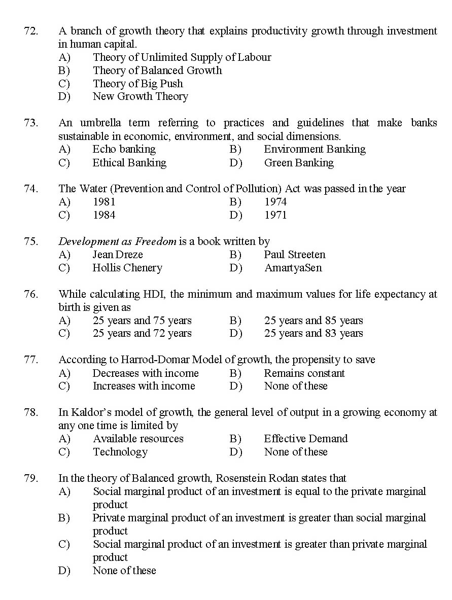 Kerala SET Economics Exam 2014 Question Code 14206 9