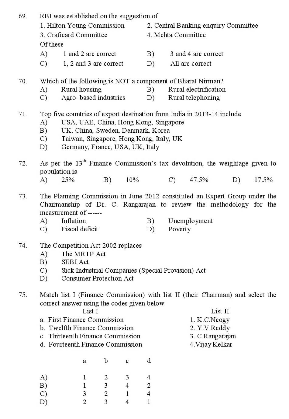 Kerala SET Economics Exam 2016 Question Code 16606 A 9
