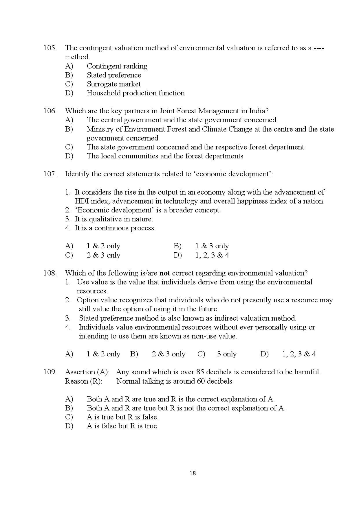 Kerala SET Economics Exam Question Paper January 2024 18